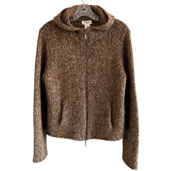 Cambridge Dry Goods Alpaca Blend Hoody PXL Zip Cropped Knit Sweater Wool Petite - Picture 10 of 12